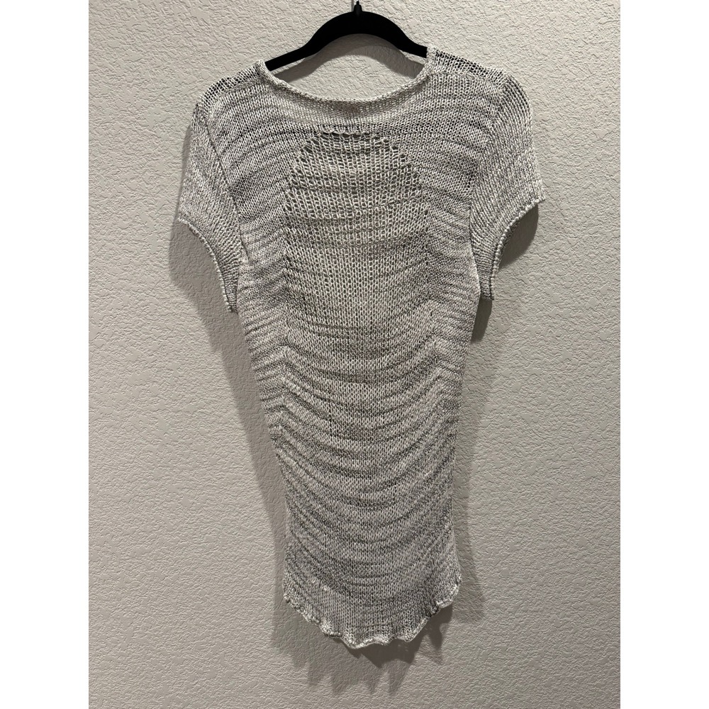 Helmut Lang Italian Yarn Marled Short Sleeve Top in Gray Size M - Picture 3 of 4